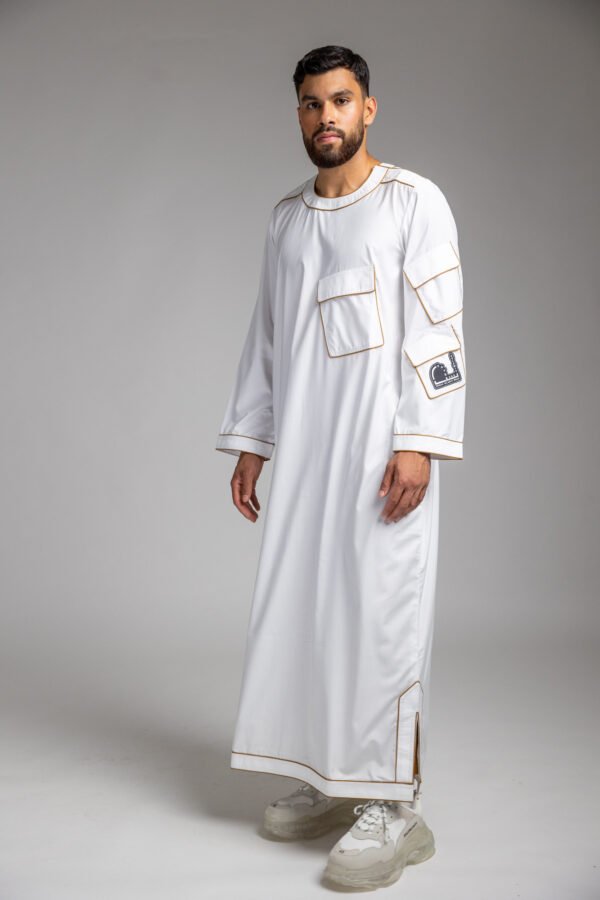 Brilliant White/ Gold Thobe - Image 3